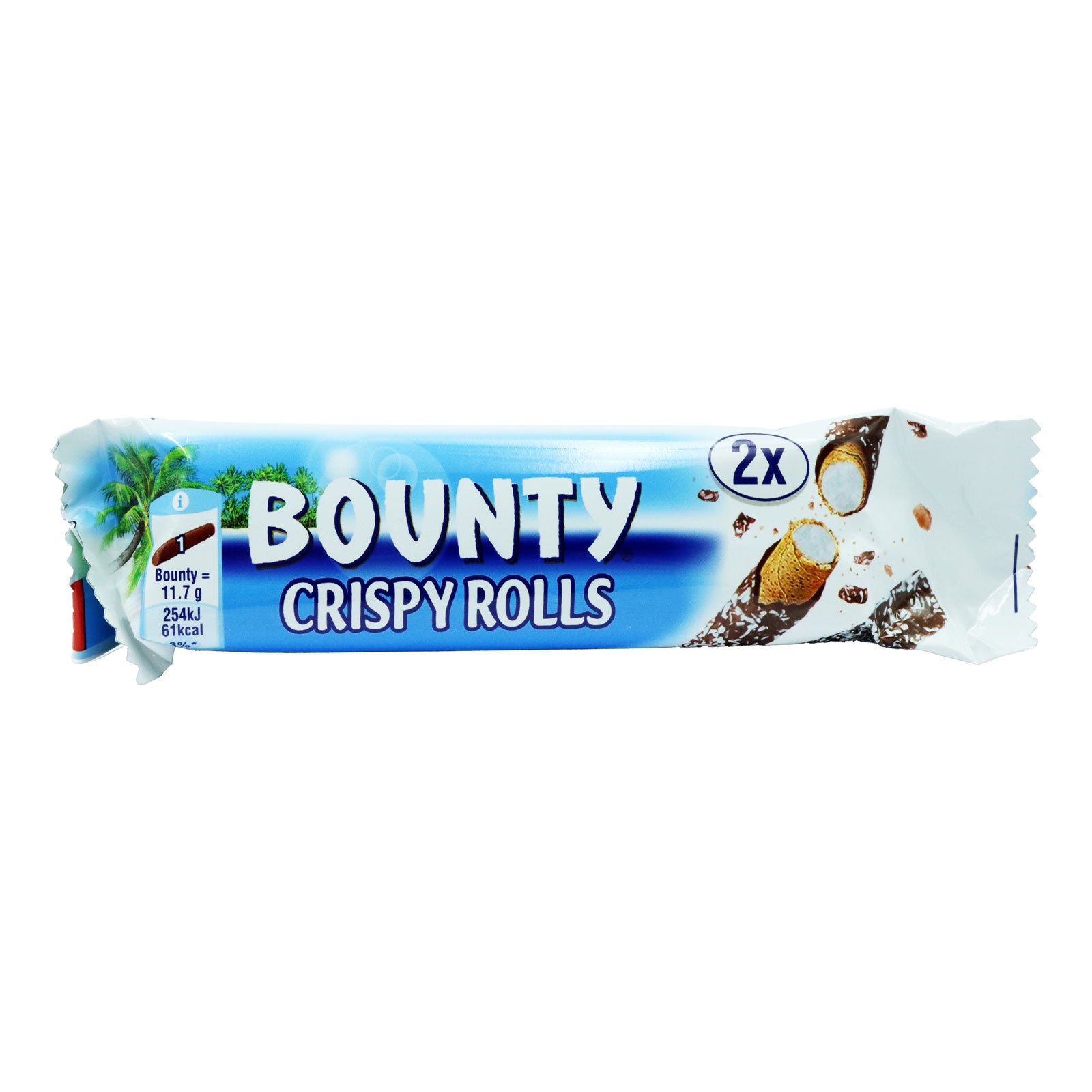 Bounty Milk Chocolate & Coconut Crispy Rolls 23.4g 08/09/25 Bounty Milk Chocolate & Coconut Crispy Rolls 23.4g 08/09/25